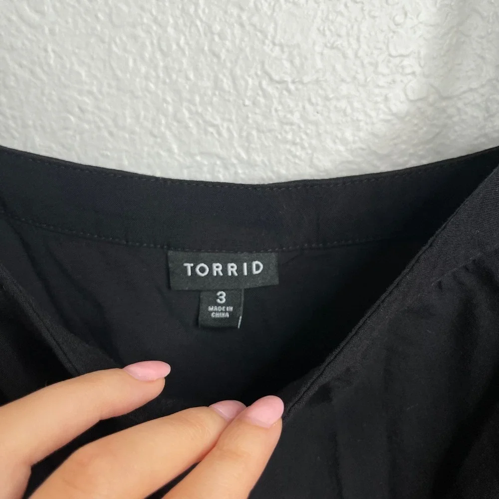 Torrid Black Cami Mini Dress Plus Size 3 Empire Waist Pockets Adjustable Straps - Picture 4 of 4